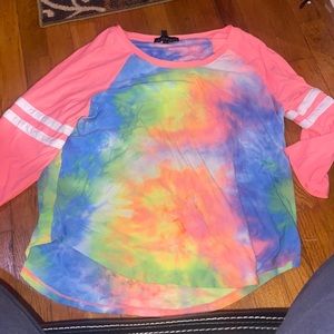 Pink tie dye  stripped long sleeve 1X